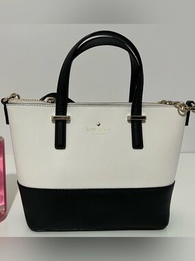 kate spade Black and White Two-Tone Saffiano Satchel